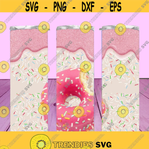 STRAIGHT 20oz Pink Donut Sprinkles Glitter Dripping Frosting JPG PNG image Tumbler File For Sublimation Ready To Cut Digital File