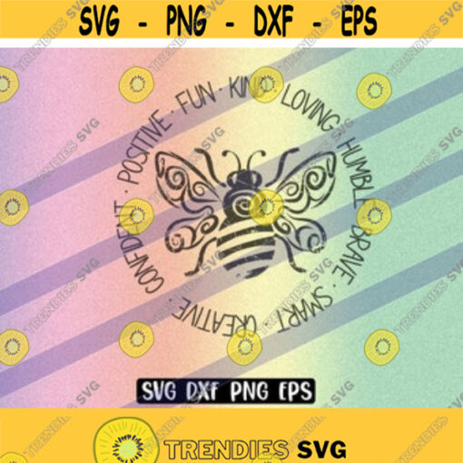 SVG Bee smart creative positive fun dxf png eps instant download inspirational cricut silhouette distressed Design 178