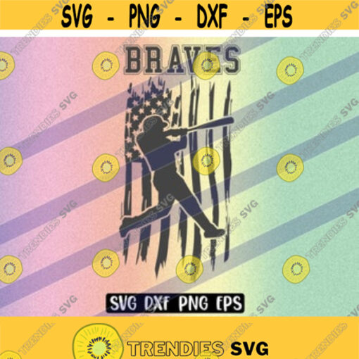 SVG Braves Baseball US flag cutfile download dxf png eps instant download vector school spirit Design 79