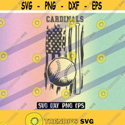 SVG Cardinals Baseball US flag cutfile download dxf png eps instant download vector school spirit Design 48