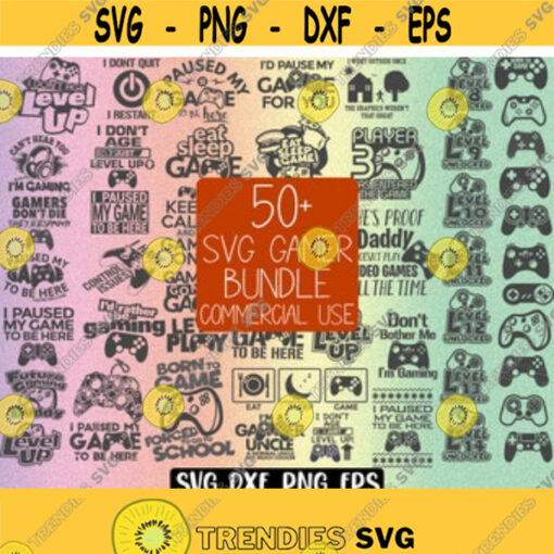 SVG Game Bundle 50 dxf png eps download gamer video game Commercial use controller birthday shirt Design 134