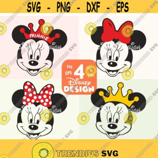 SVG Minnie Mickey Mouse Head Ears Pink Bow Disney Layered Cut Vector Files Cricut Designs Silhouette Studio Cameo Vinyl Decal Tshirt Iron on Design 200