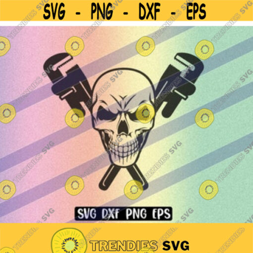 SVG Wrench Skull dxf png eps instant download shirt gift Silhouette cameo cricut Plumber tradesman logo Design 170