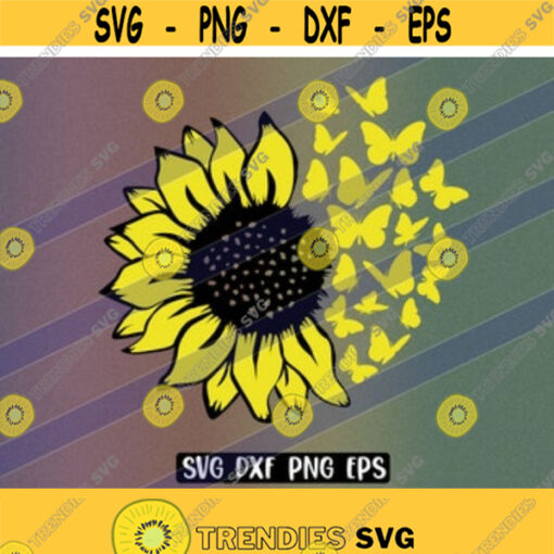 SVG sunflower butterflies dxf png eps download Design 190