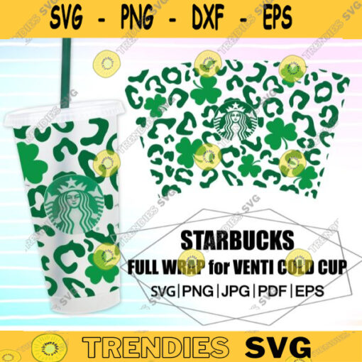 Saint Patrick Day and Cheetah Starbucks SVG Lucky Shamrock Cold Cup St Patricks Day Irish Themed Starbucks Cricut DIY Instant Download 264