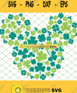 Saint PatrickS Day Mickey Shamrock 2021 SVG Irish Clover Leaf SVG PNG DXF EPS 1