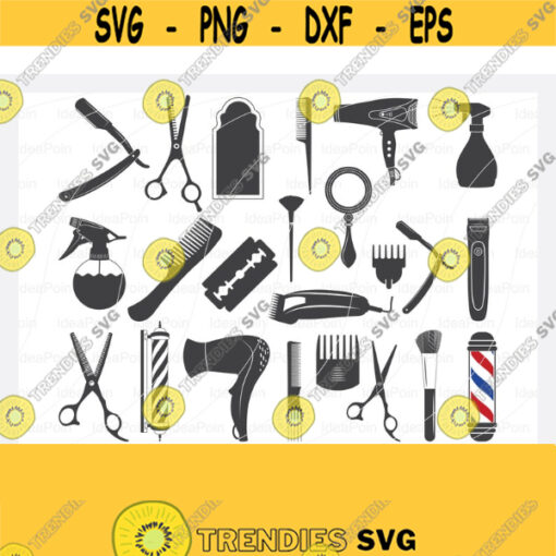 Salon instruments SVG Hair Stylist Tools svg Salon Instruments Silhouette Hair Dresser Vector Clipart Vinyl cut Files png eps