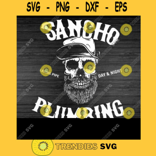 Sancho Laying Pipe Day And Night Plumbing SVG Sancho Plumbing SVG Skull Beard SVG Digital Cut Files Svg Jpg Png Eps Dxf Cricut Design