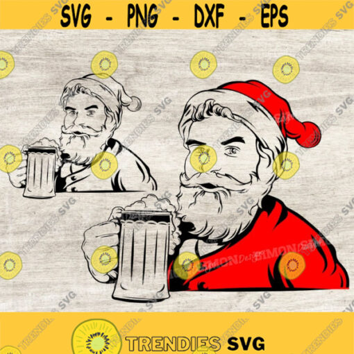 Santa Claus Drinking Beer Santa Svg Santa Claus SVG Santa Clipart Christmas svg santa silhouette Santa Shirt santas face svg Design 88