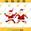 Santa Claus Ice Skating Christmas Cuttable Design SVG PNG DXF eps Designs Cameo File Silhouette Design 2069