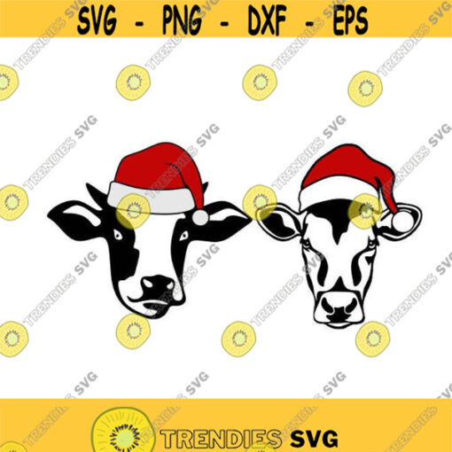 Santa Cow Christmas Cuttable Design SVG PNG DXF eps Designs Cameo File Silhouette Design 2054
