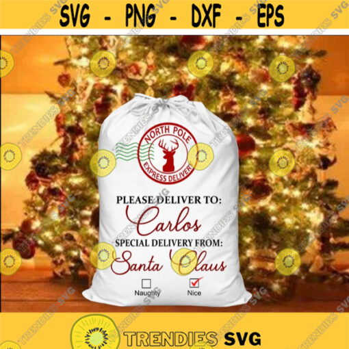 Santa Sack SVG Christmas svg Christmas gift svg Gift tag svg eps png