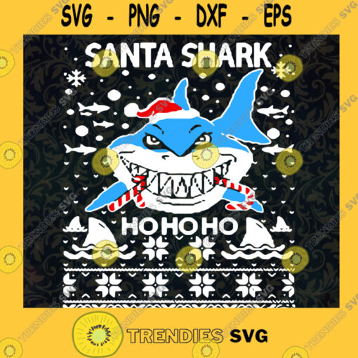 Santa Shark Ho Ho Ho Christmas SVG PNG EPS DXF Silhouette Digital Files Cut Files For Cricut Instant Download Vector Download Print Files