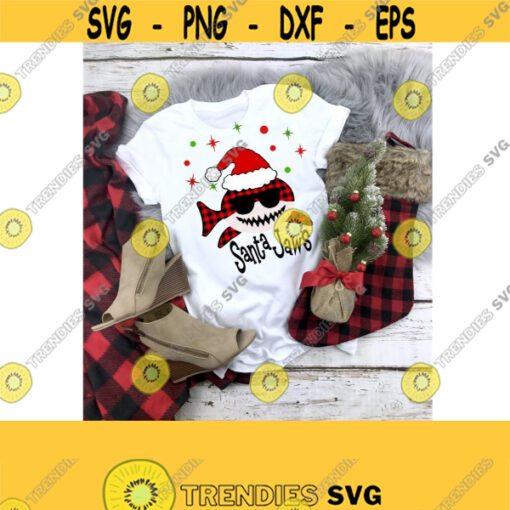 Santa Svg Shark Svg Santa Shark Svg Christmas Svg Boy Christmas Svg SVG DXF AI Eps Pdf Png Jpeg Digital Cut Files