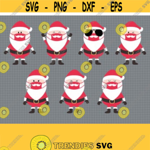 Santa with Mask SVG. Kids Cartoon Santa Clipart. Quarantine Christmas Cut Files. Vector Files Cutting Machine png dxf eps Instant Download Design 70