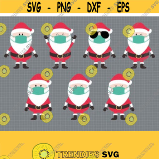 Santa with Mask SVG. Kids Cartoon Santa Clipart. Quarantine Christmas Cut Files. Vector Files Cutting Machine png dxf eps Instant Download Design 73