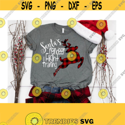 Santas Reindeer Svg Christmas SVG Buffalo Plaid Reindeer SVG Reindeer Svg Christmas Clip Art Svg Eps Ai Pdf Png Jpeg Cut Files