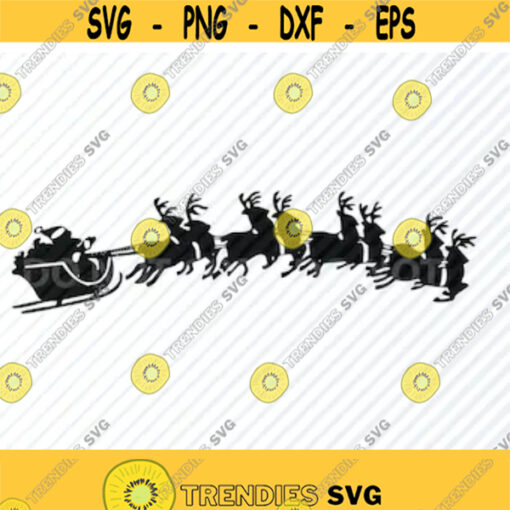 Santas Sleigh Christmas SVG Silhouette Vector Images Clipart SVG Image For Cricut Reindeer Eps Png Dxf xmas santa clip art Design 191