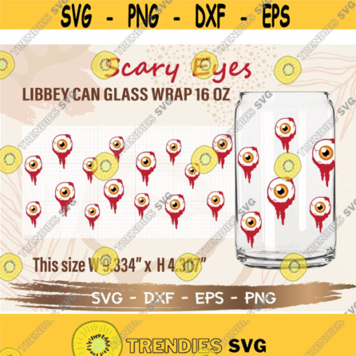 Scary Eye Libbey Can Glass Wrap svg DIY for Libbey Can Shaped Beer Glass 16 oz cut file for Cricut and Silhouette Instant Download Design 275