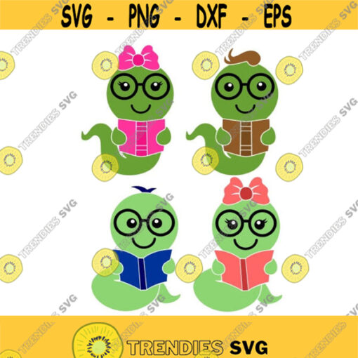 School Book Worm Cuttable Design SVG PNG DXF eps Designs Cameo File Silhouette Design 795
