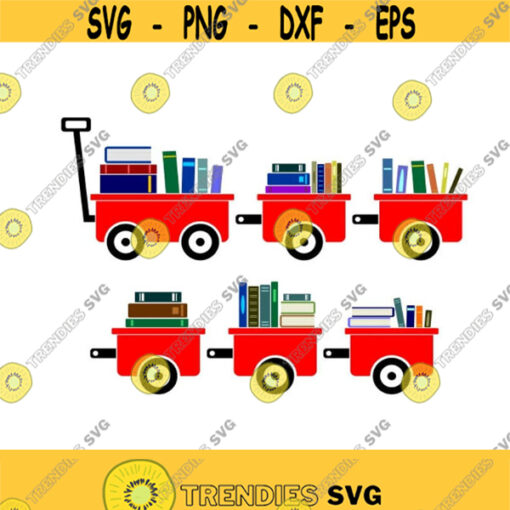 School Books Wagon Cuttable Design SVG PNG DXF eps Designs Cameo File Silhouette Design 1988
