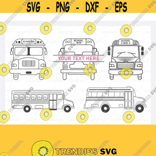 School Bus Svg School Bus Outline Svg School Bus Clipart Fun School Bus Svg School Bus split Monogram School Bus Png Eps