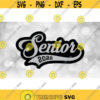 School Clipart Word Senior in Baseball Style w Swoosh Underline 2022 Graduation Year Layers Gray on Black Digital Download SVGPNG Design 1466