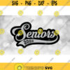 School Clipart Word Seniors in Baseball Style w Swoosh Underline Cutout 2022 Grad Year Layers Gray on Black Digital Download SVGPNG Design 1463