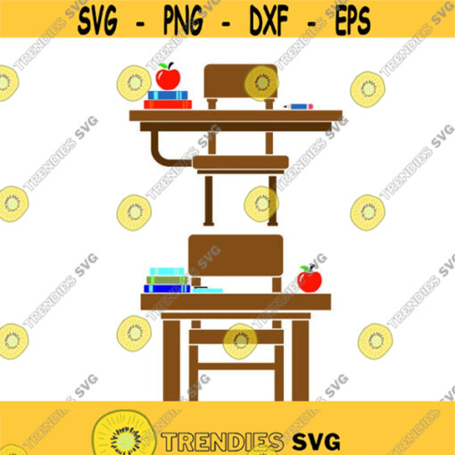 School Desk Teacher Student Cuttable Design SVG PNG DXF eps Designs Cameo File Silhouette Design 945