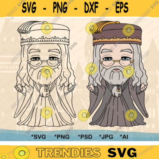School Master Wizard SVG Magician Cut File School of Magic Clipart Old Wizard Vector Art Chibi Professor Color PNG Layered by Color