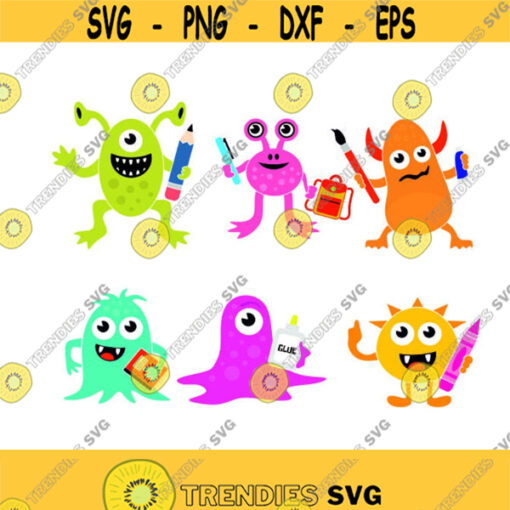 School Monster Supplies Teacher Cuttable Design SVG PNG DXF eps Designs Cameo File Silhouette Design 1080