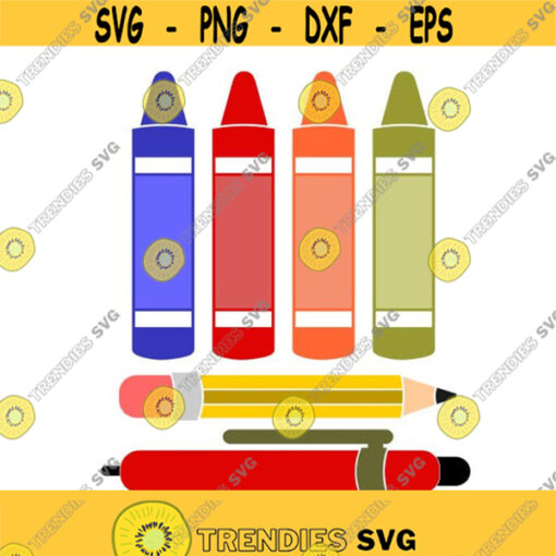 School Pencil Crayon Teacher Cuttable Design SVG PNG DXF eps Designs Cameo File Silhouette Design 837