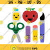 School Supplies Kawaii Teachers Cuttable Design SVG PNG DXF eps Designs Cameo File Silhouette Design 446