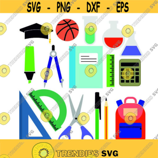 School Supplies Teacher Back to Cuttable Design SVG PNG DXF eps Designs Cameo File Silhouette Design 695