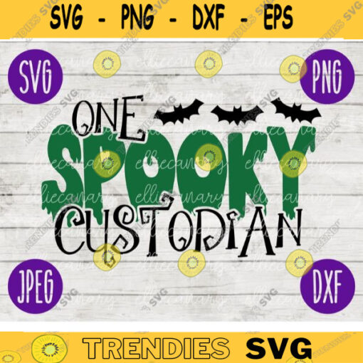 School Teacher Halloween SVG One Spooky Custodian svg png jpeg dxf Silhouette Cricut Vinyl Cut File Fall 1596