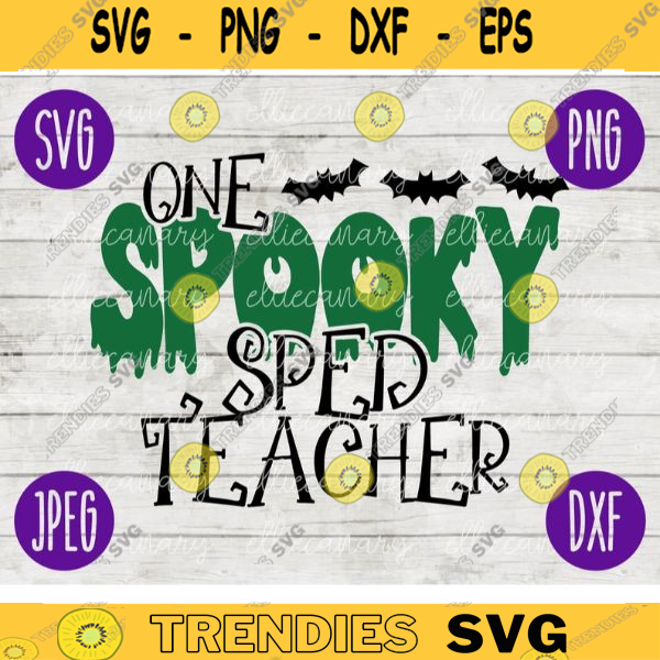 School Teacher Halloween SVG One Spooky Teacher svg png jpeg dxf Vinyl Cut File Silhouette Cricut Fall
