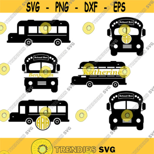 School bus SVG School bus monogram Svg Back to school svg School Svg Clipart School Bus Silhouette Cricut Files svg dxf eps png. .jpg