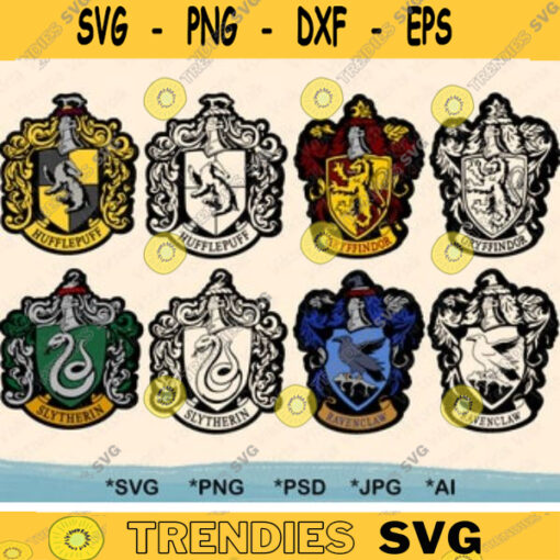School of Magic Uniform Emblem Color Outline Printable SVG Cut File Animal House Emblems PNG Clip Art