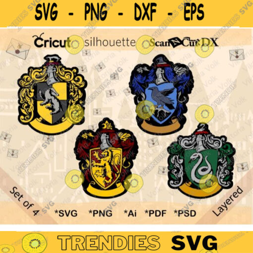 School of Magic Uniform Emblems with No Titles Bundle Vector Cut File Layered by Color SVG Cut File Animal House Emblems PNG Clip Art
