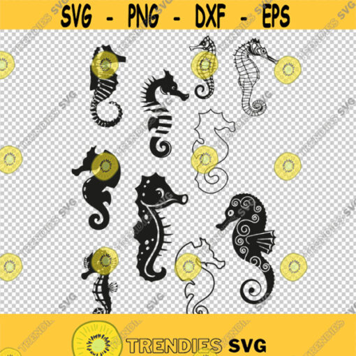 Sea Creatures Seahorse Bundle Collection SVG PNG EPS File For Cricut Silhouette Cut Files Vector Digital File