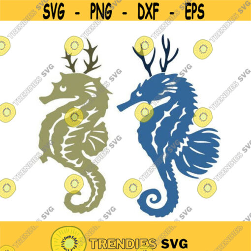 Seahorse Reindeer Christmas Antler Cuttable Design SVG PNG DXF eps Designs Cameo File Silhouette Design 1738