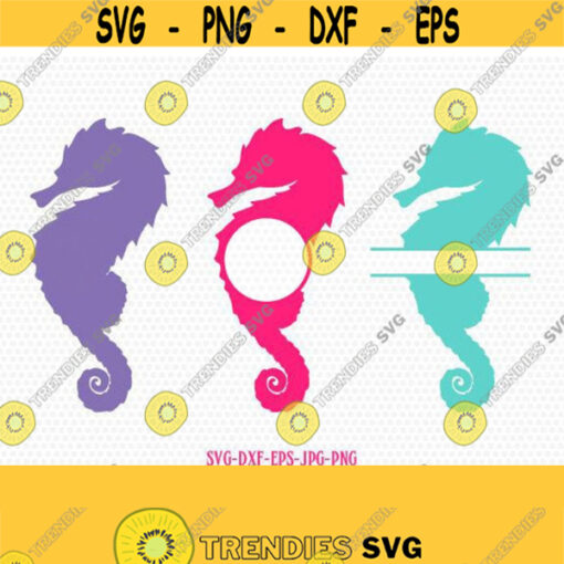 Seahorse SVG Seahorse Monogram SVG Seahorses Split SeahorseCriCut Files frame Cricut download svg jpg png dxf Silhouette cameo Design 654