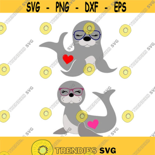 Seal Glasses Animal Cuttable Design Pack SVG PNG DXF eps Designs Cameo File Silhouette Design 1394