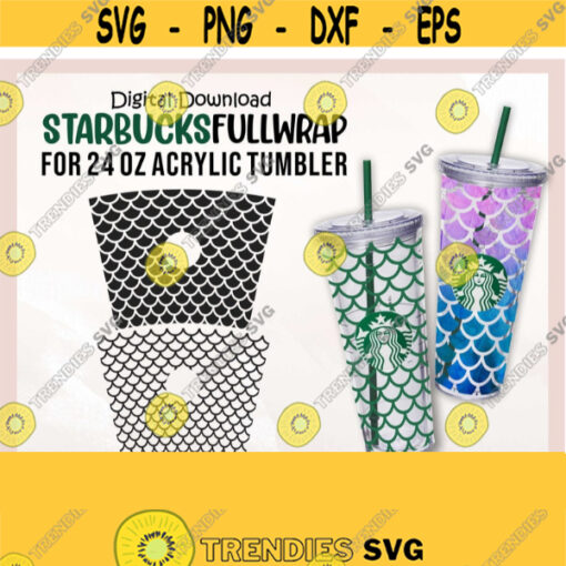 Seamless Mermaid Scales Starbucks Cold Cup SVG Mermaid Full Wrap For Acrylic Starbucks Cup svg 24 Oz Starbucks Acrylic Cup svg