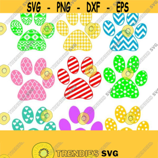 Set of 9 Paw Designs SVG Studio3 AIPS Pdf Digital FIles