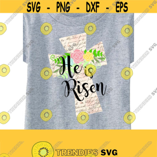 Shabby Chic Easter Sublimation Easter Cross Design He is Risen PNG Shabby Chic Clipart Digital Download Easter Cross Clipart