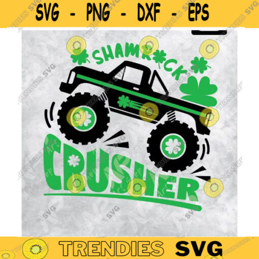 Shamrock Monster Truck SVG Shamrock crusher SVG Boys St Patrick day T Shirt SVG St Patricks DayDigital Cut File Boy T Shirt design Design 32 copy