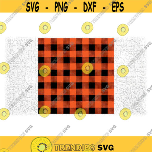 Shape Clipart Black Orange Buffalo Plaid Checks Pattern Background Red Solid with Black Checkered Overlay Digital Download SVG PNG Design 1477