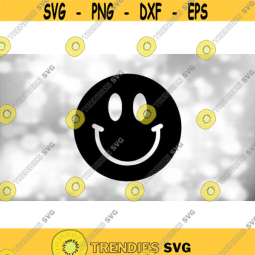 Shape Clipart Black Silhouette of Standard Smiley Face with Eyes and Mouth Symbol for Happy Person Smiling Digital Download SVG PNG Design 1481