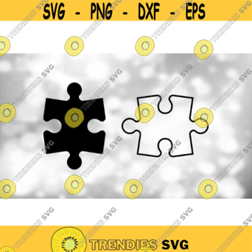 Shape Clipart Black Solid and Outline Basic Easy Puzzle Pieces Great Symbol for Autism Awareness and Support Digital Download SVG PNG Design 1250